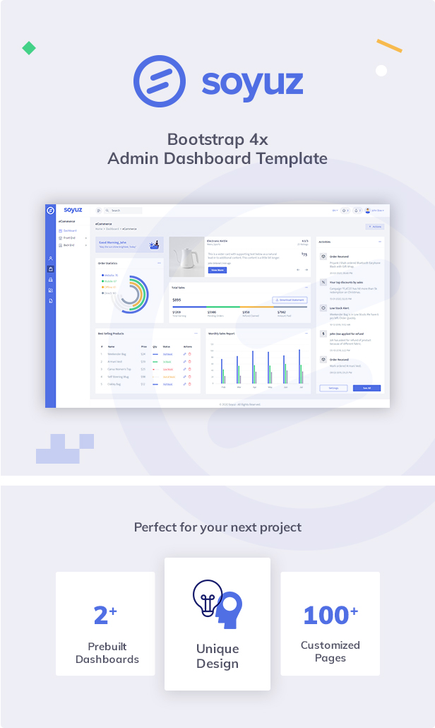 soyuz-modern clean bootstrap 4 admin dashboard & ui kit